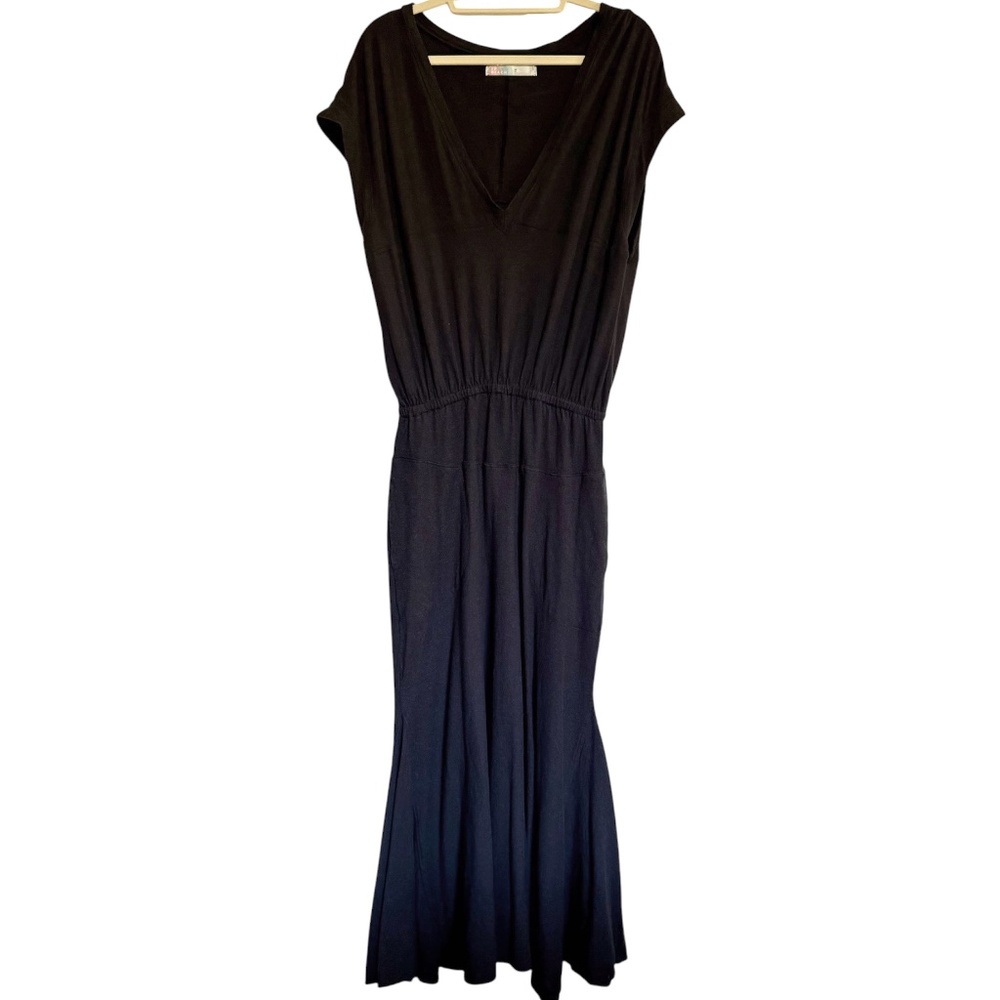 Casual Black V-Neck Dolman Sleeve Maxi Dress